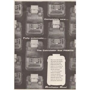 1955 Remington Rand Vintage Print Ad Calculator Mid Century Modern Office Decor